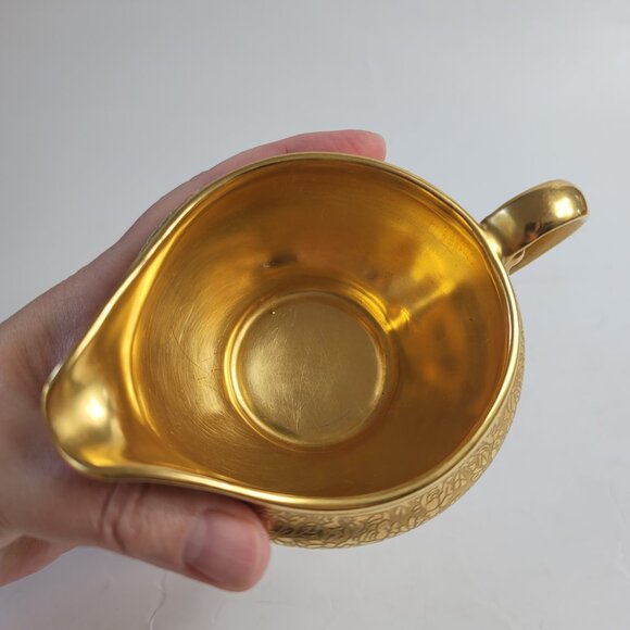 Tirschenreuth Bavaria Gold Encrusted Creamer Rose & Daisy - Picture 12 of 13